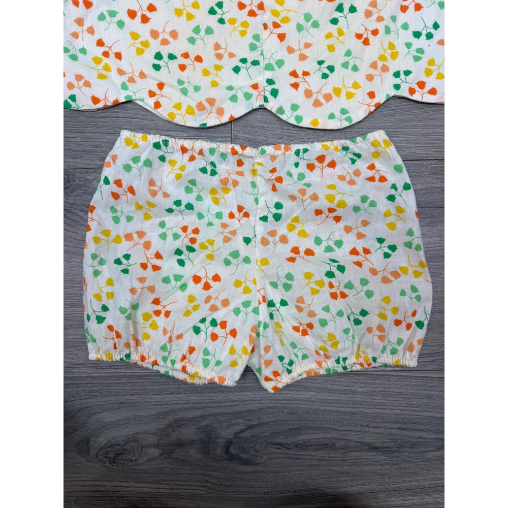 Vintage Carter's Girls Floral Scalloped Top & Bloomers 3T Orange Green Yellow - Picture 6 of 9
